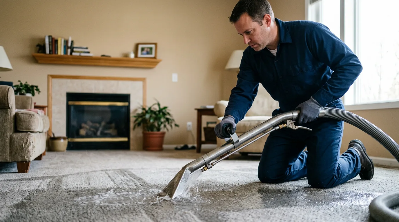 Water damage restoration technician working near Macedon, NY